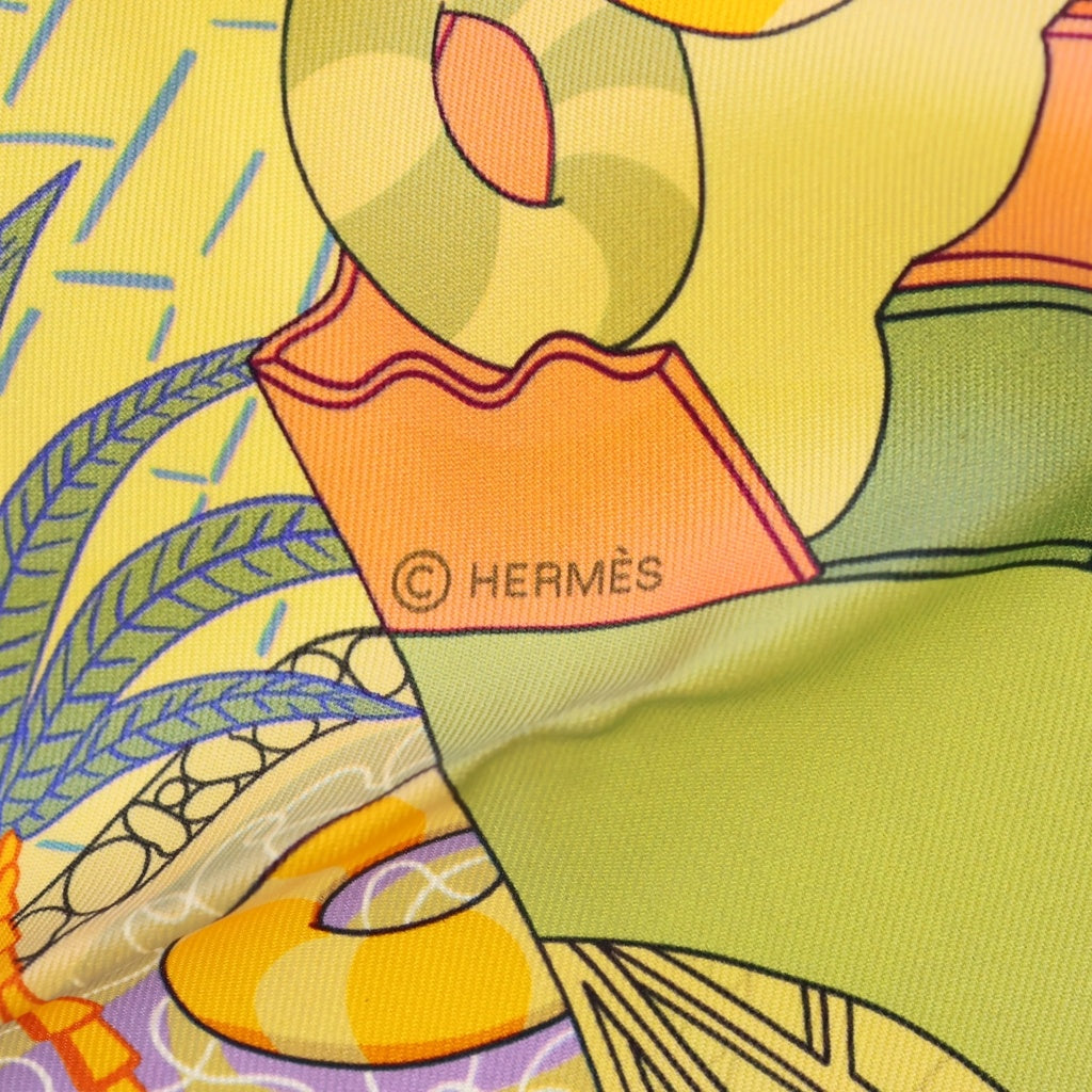 HERMES(エルメス) カレ90 ダブルフェイス スプラッシュパーク シルク スカーフ ピンク/イエロー レディース