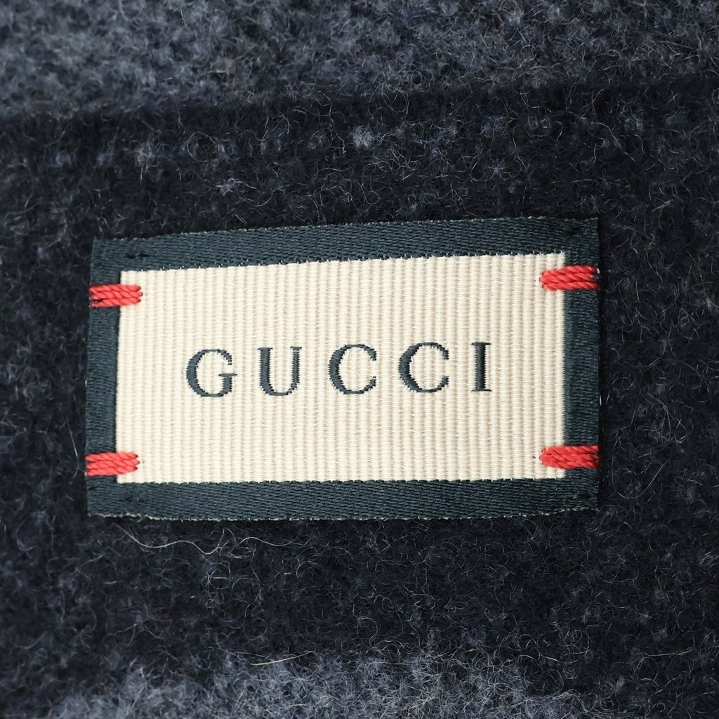 GUCCI(グッチ) GGジャガード カシミヤ フリンジ マフラー グレー 674275