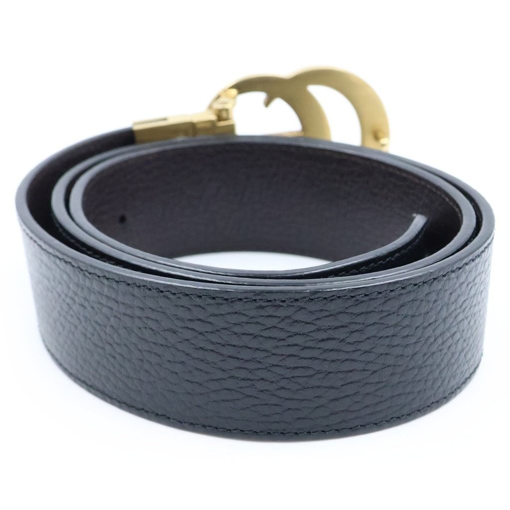 GUCCI(グッチ) ダブルG リバーシブル レザー ベルト ゴールド金具 ブラック/ブラウン 627055