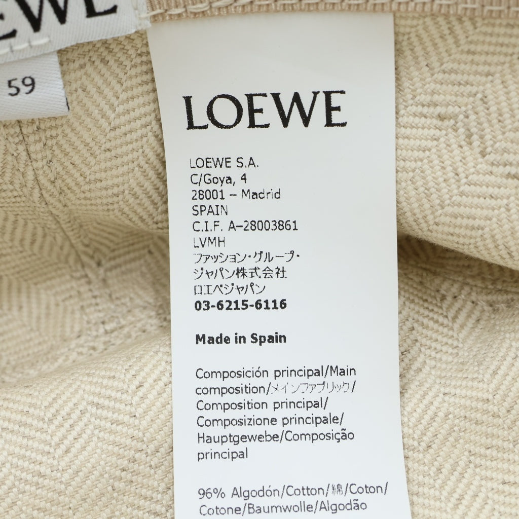 LOEWE(ロエベ) アナグラム ジャガード キャンバス レザー バケットハット 帽子 ベージュ K820HB1X05 レディース