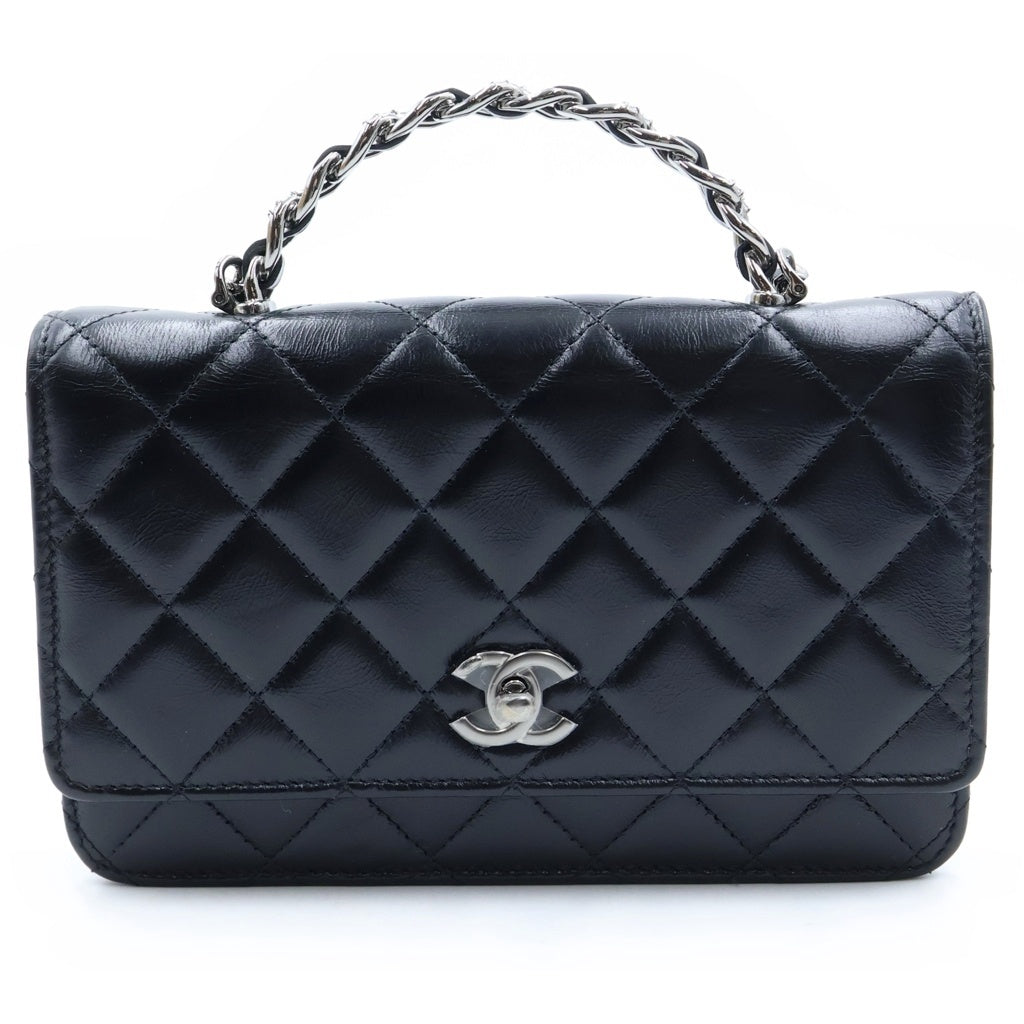 CHANEL(シャネル) マトラッセ チェーンショルダーバッグ ミニバッグ ブラック ラムスキン AP3566 シルバー金具 レディース