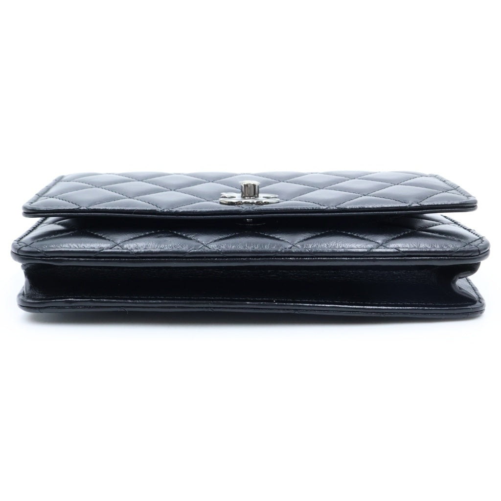 CHANEL(シャネル) マトラッセ チェーンショルダーバッグ ミニバッグ ブラック ラムスキン AP3566 シルバー金具 レディース