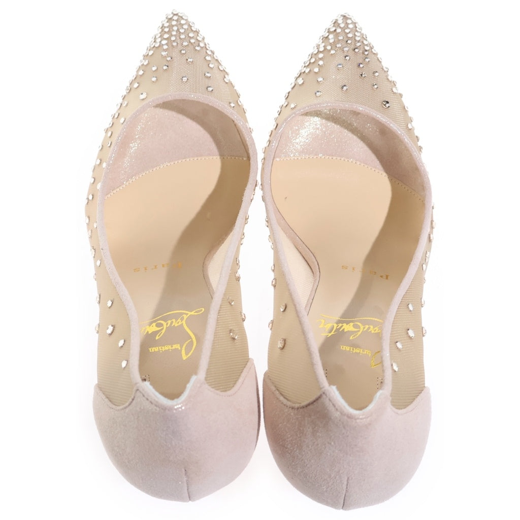 CHRISTIAN LOUBOUTIN(クリスチャンルブタン) フォリーズ ストラス レザー ポインテッドトゥ パンプス ピンヒール スティレットヒール #36 1/2 レディース
