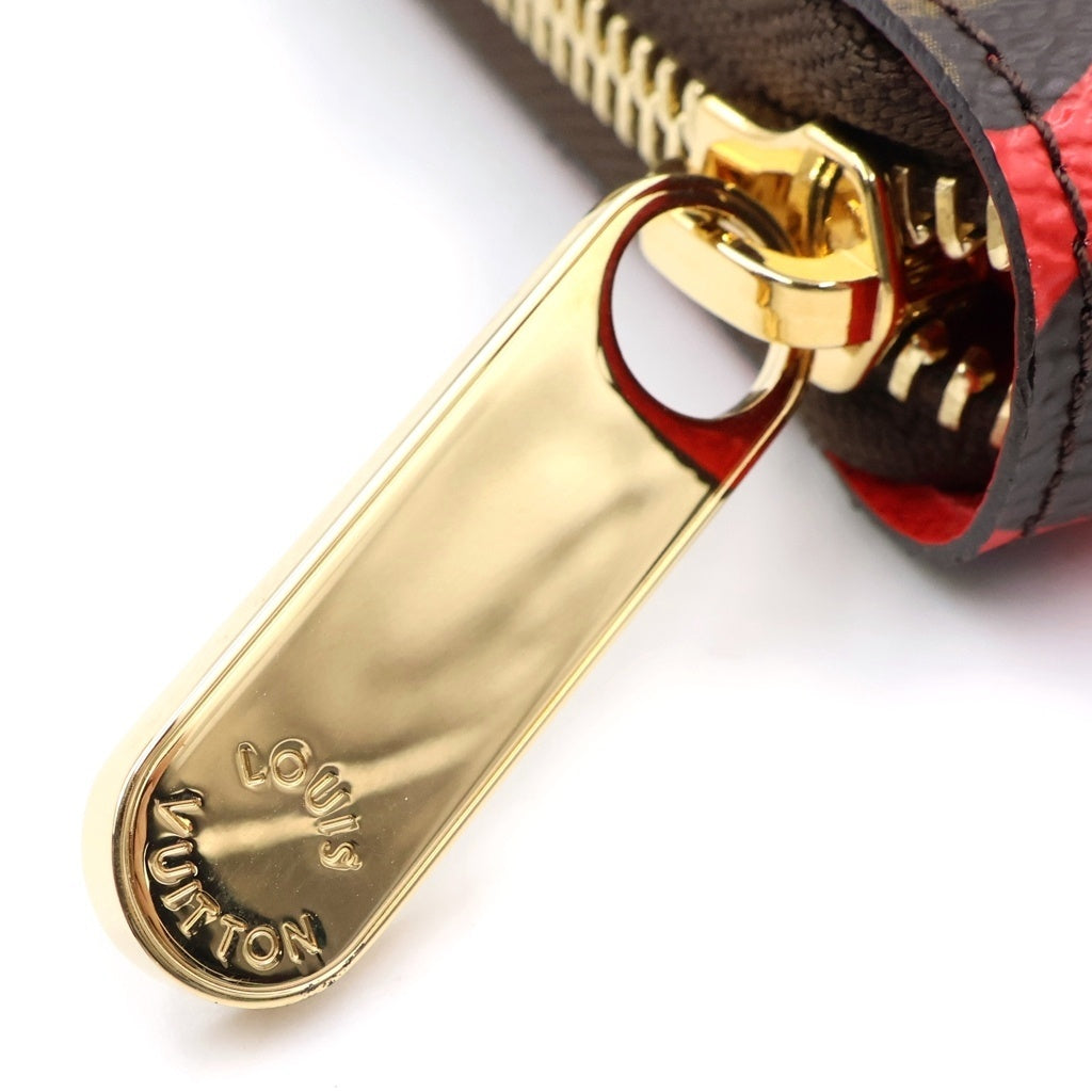 LOUIS VUITTON(ルイヴィトン) ×草間彌生 モノグラム・パンプキンドット ジッピーウォレット 長財布 ルージュ ブラウン×レッド レザー ゴールド金具 M60450 レディース