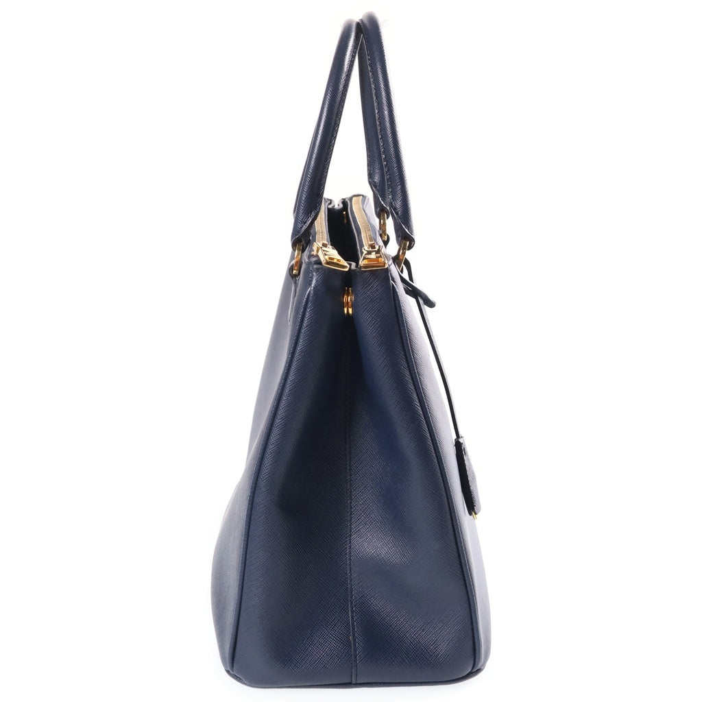PRADA(プラダ) ガレリア サフィアーノ ハンドバッグ ネイビー ブルー レザー 1BA786 ゴールド金具 レディース