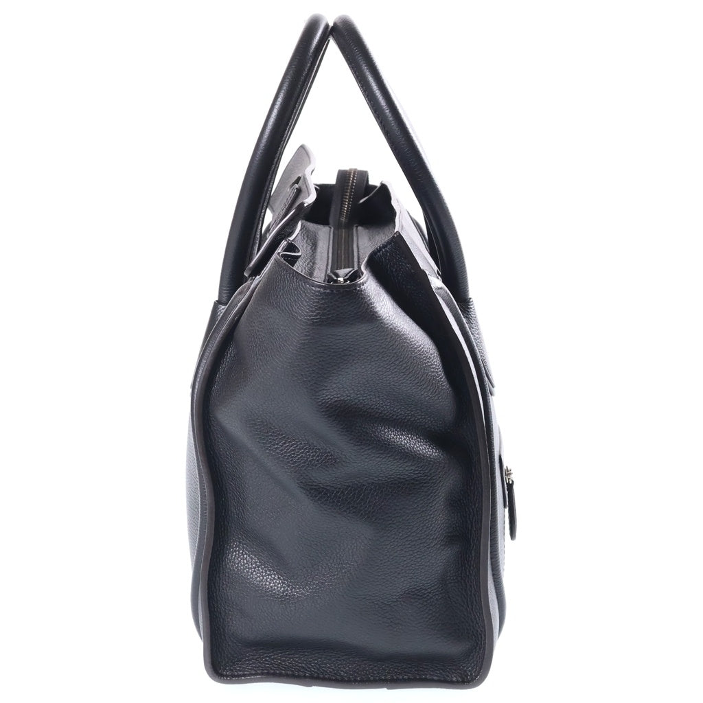 CELINE(セリーヌ) ラゲージ ミニショッパー ハンドバッグ ブラック レザー シルバー金具 レディース