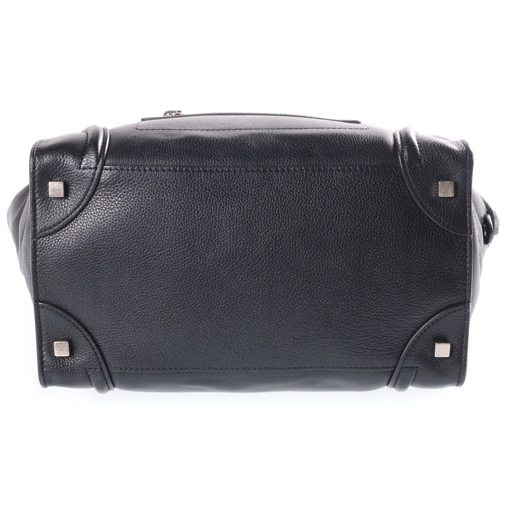 CELINE(セリーヌ) ラゲージ ミニショッパー ハンドバッグ ブラック レザー シルバー金具 レディース