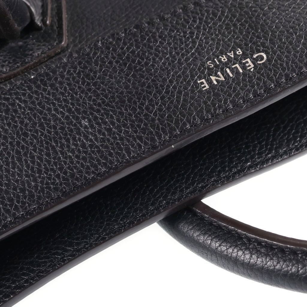 CELINE(セリーヌ) ラゲージ ミニショッパー ハンドバッグ ブラック レザー シルバー金具 レディース