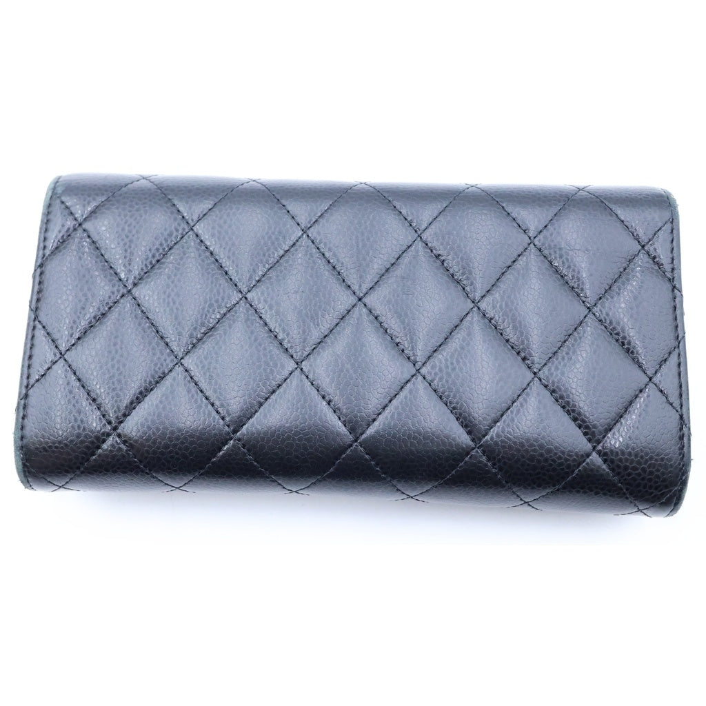CHANEL(シャネル) マトラッセ クラシックロングウォレット 長財布 ブラック キャビアスキン AP0241 シルバー金具 レディース