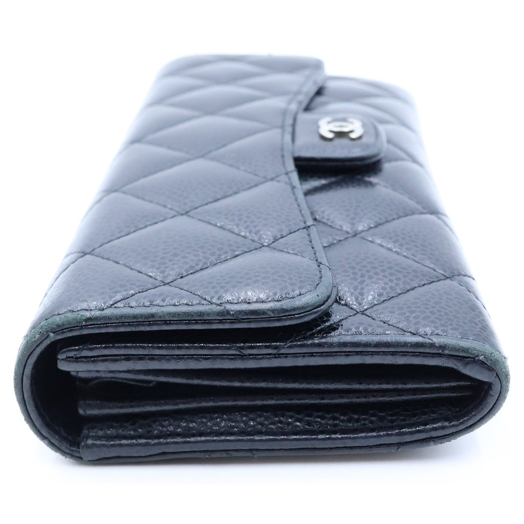 CHANEL(シャネル) マトラッセ クラシックロングウォレット 長財布 ブラック キャビアスキン AP0241 シルバー金具 レディース