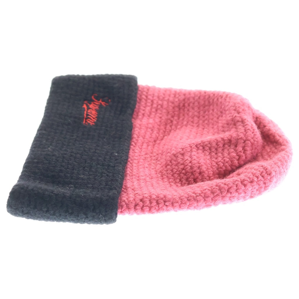 SUPREME(シュプリーム) 2-Tone Wool Beanie ビーニー ニットキャップ 帽子 ブラック/ピンク レディース