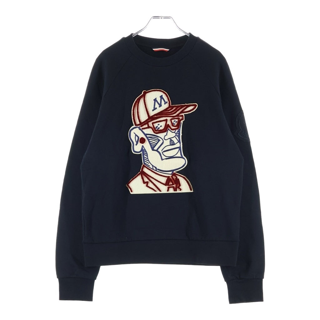 MONCLER(モンクレール) 18AW MAGLIA GIROCOLLO ワッペンロゴ クルーネックスウェットトレーナー ブラック D20918003500
