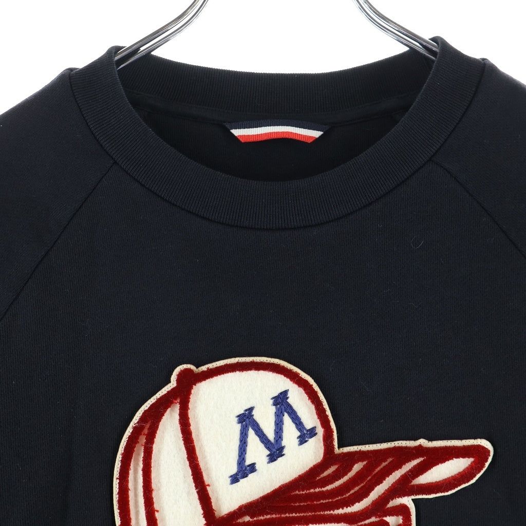 MONCLER(モンクレール) 18AW MAGLIA GIROCOLLO ワッペンロゴ クルーネックスウェットトレーナー ブラック D20918003500
