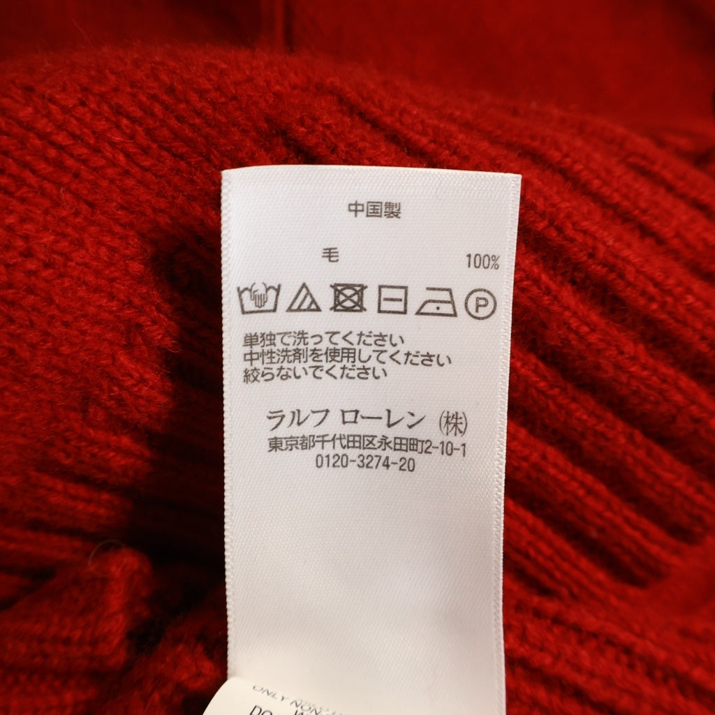 POLO RALPH LAUREN(ポロラルフローレン) ■BIG PONY ZIP UP JACKET スリーブナンバリングビックポニー刺繍ジップアップニットジャケット レッド