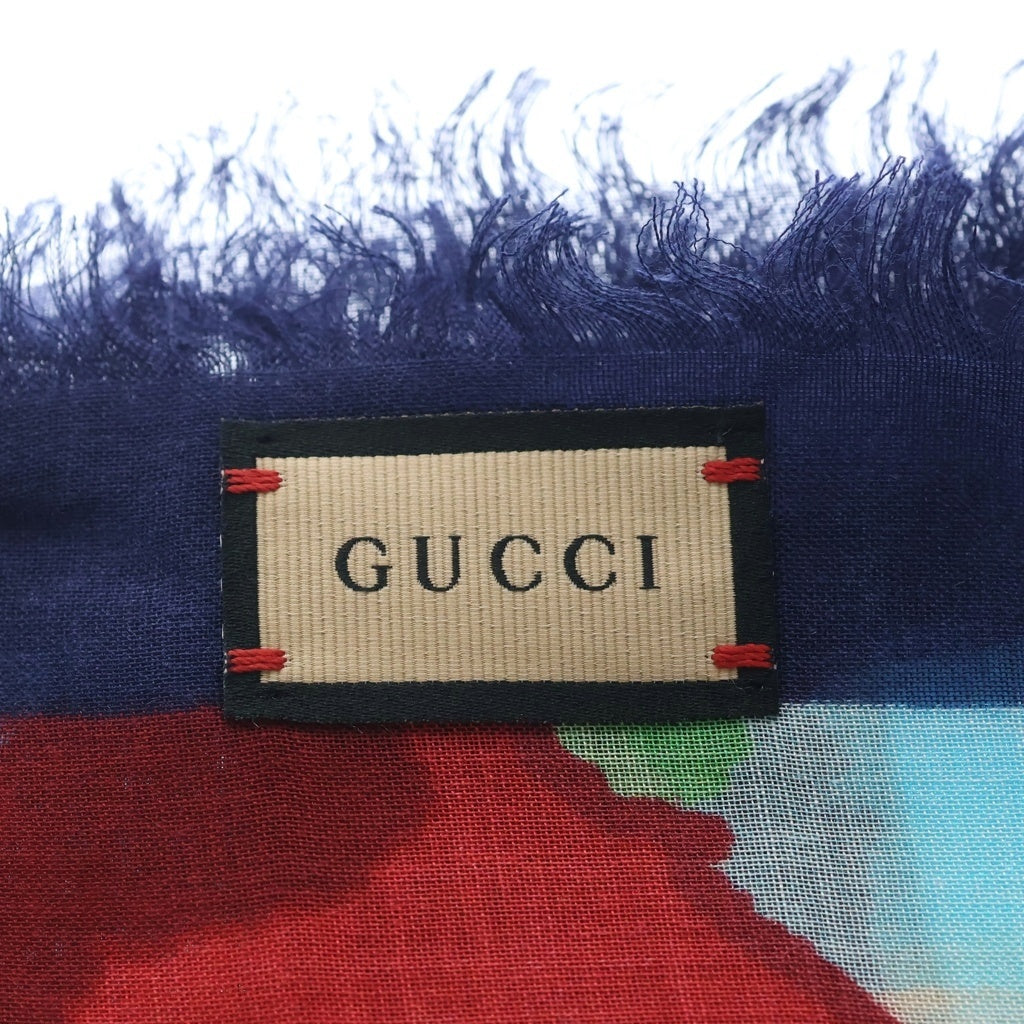 GUCCI(グッチ) KEN SCOTT チェリープリントスカーフ レーヨン×シルク ブルー 652731 レディース