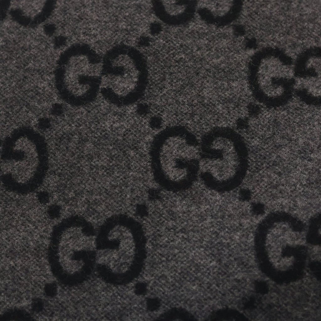 GUCCI(グッチ) チェックGG柄リバーシブルウールカシミヤマフラー レッド×ブルー×グレー 863216 タグ