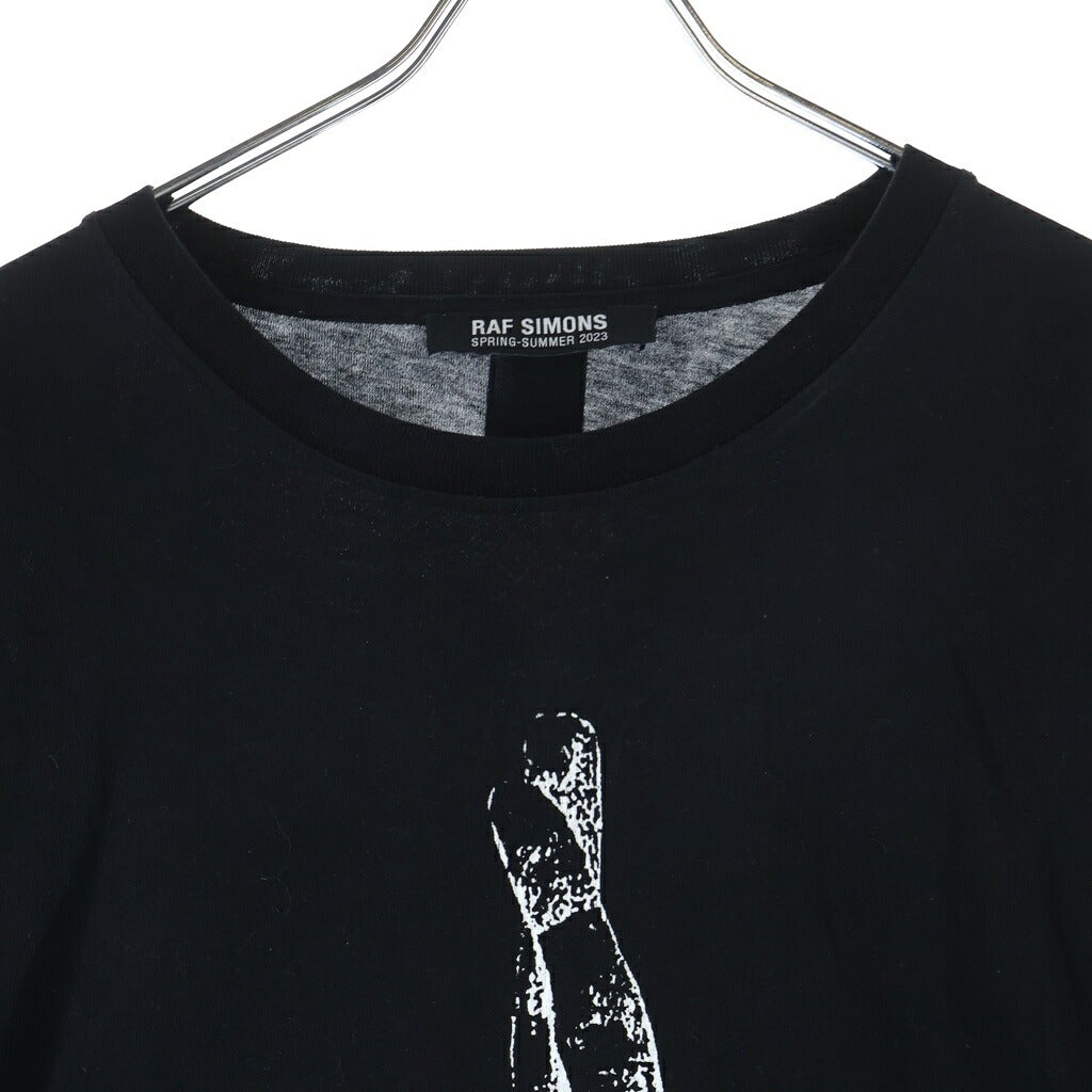 RAF SIMONS(ラフシモンズ) 23SS Oversized T-shirt with hand sign print ハンドサインプリントTシャツ ブラック #L 231-M119