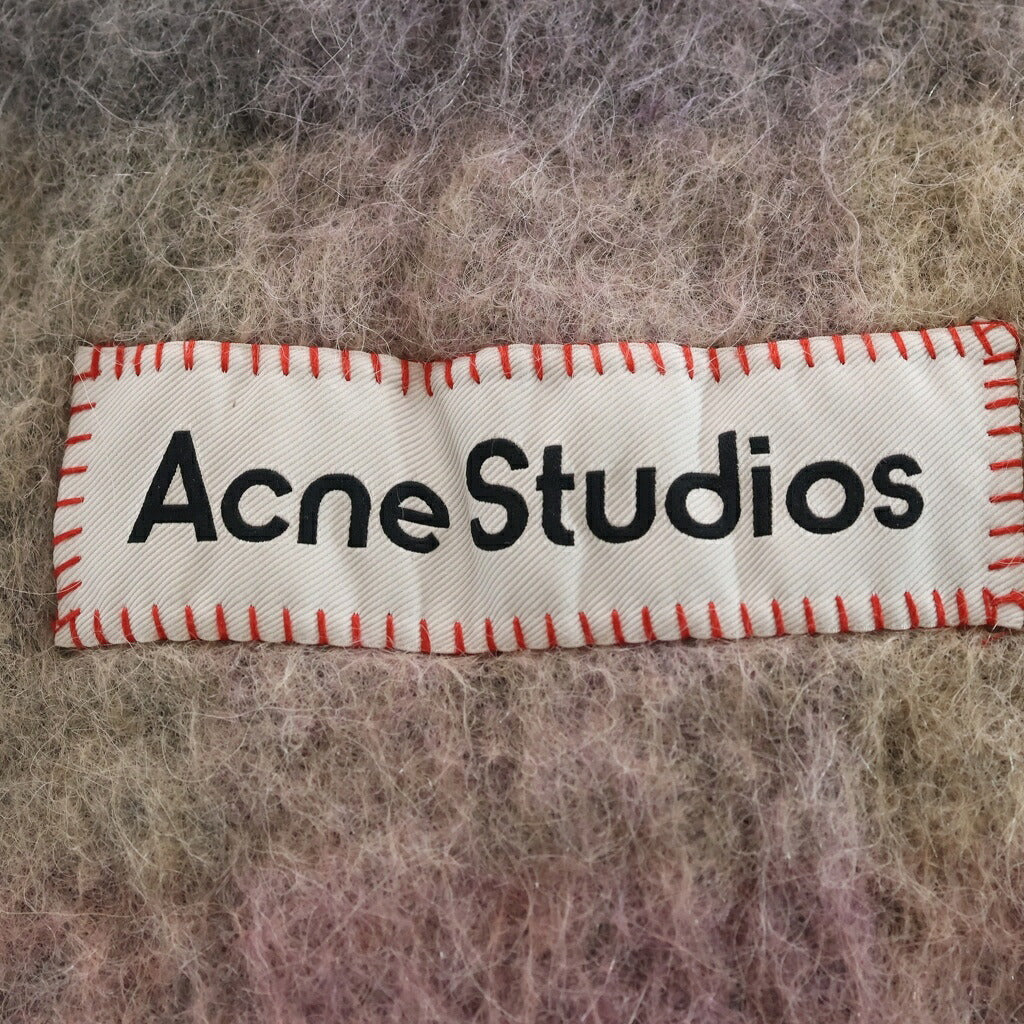 Acne Studios(アクネ ストゥディオズ) モヘア混ウールフリンジマフラー ピンク×グレー