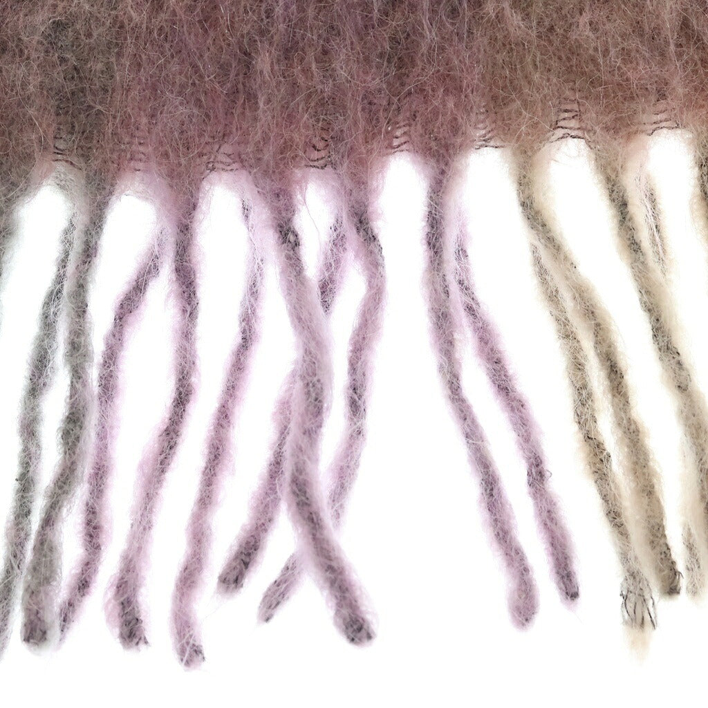 Acne Studios(アクネ ストゥディオズ) モヘア混ウールフリンジマフラー ピンク×グレー
