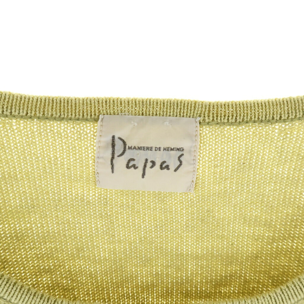PAPAS(パパス) ロゴジャガード コットンリネンニットセーター グリーン #50