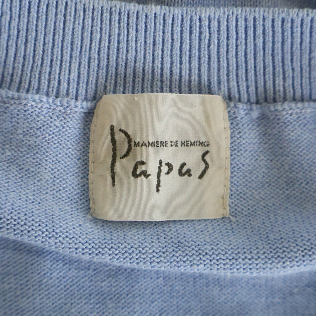 PAPAS(パパス) ■リネンシルク混コットンニットベスト ライトブルー #50