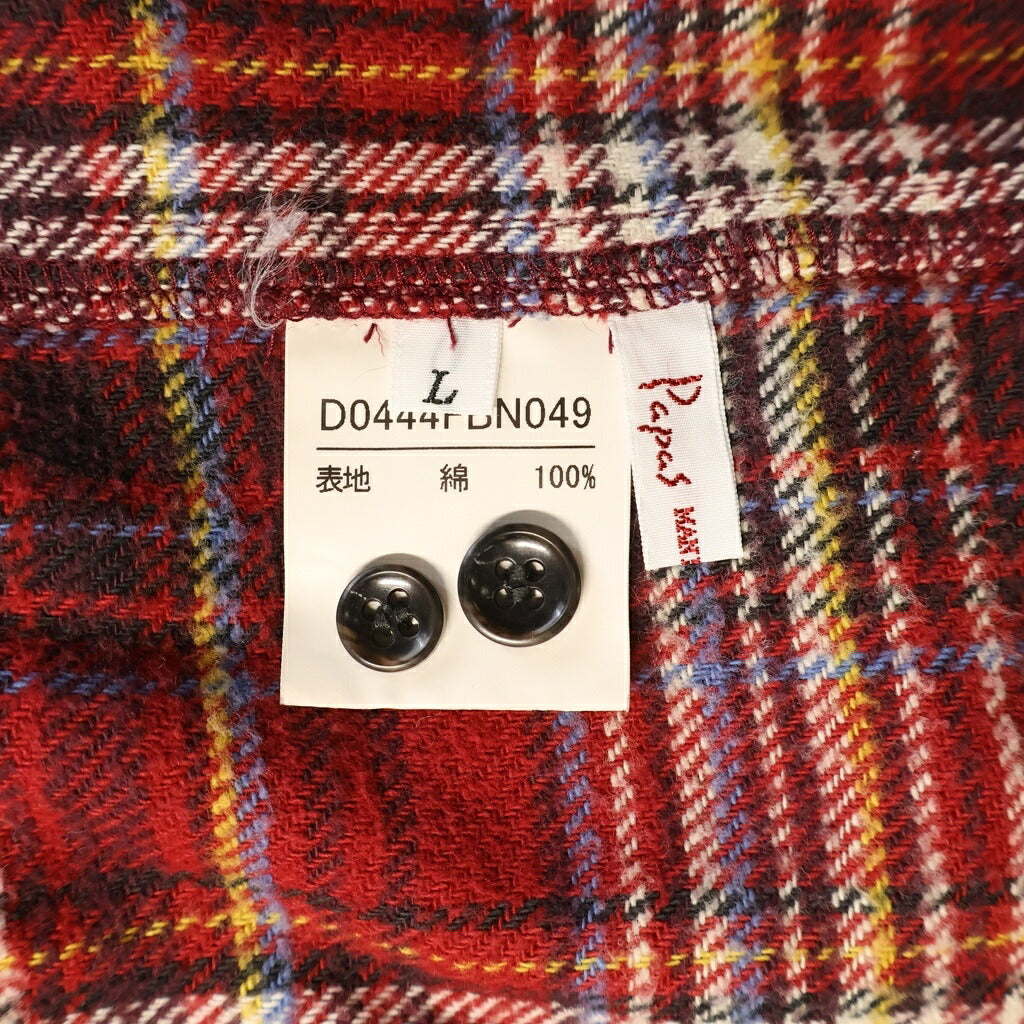 PAPAS(パパス) チェック柄シャツ ネルシャツ レッド #L