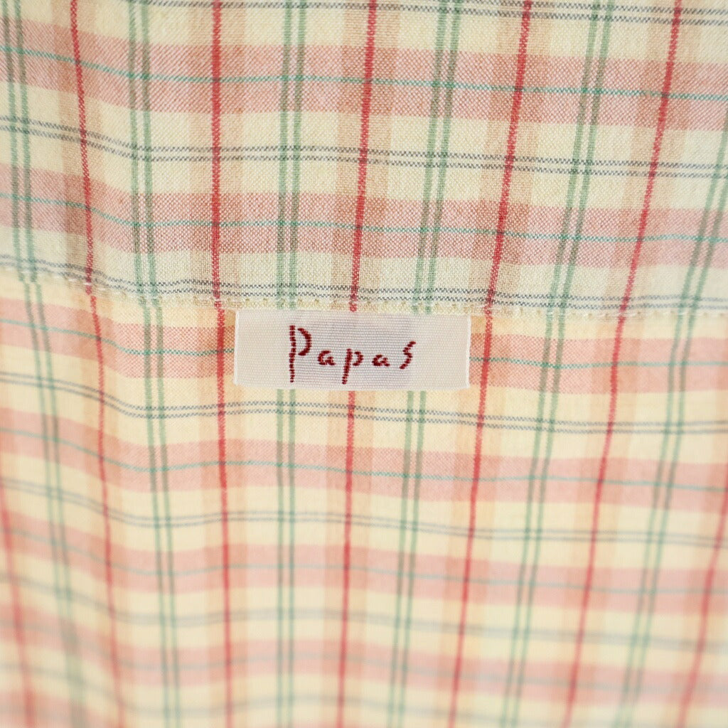 PAPAS(パパス) ■チェック柄長袖シャツ ピンク #L