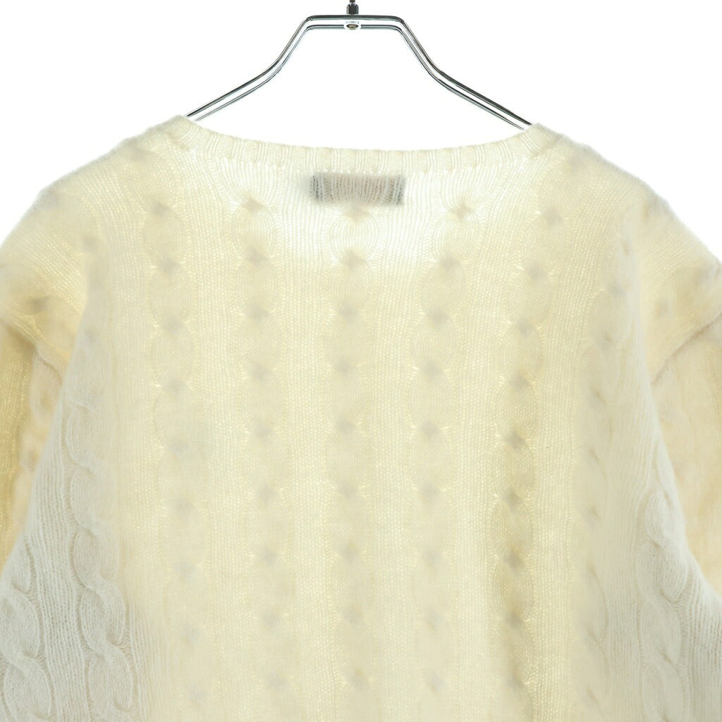 POLO RALPH LAUREN(ポロラルフローレン) ワンポイント刺繍カシミヤ混ウールニットセーター ローゲージ ホワイト #L