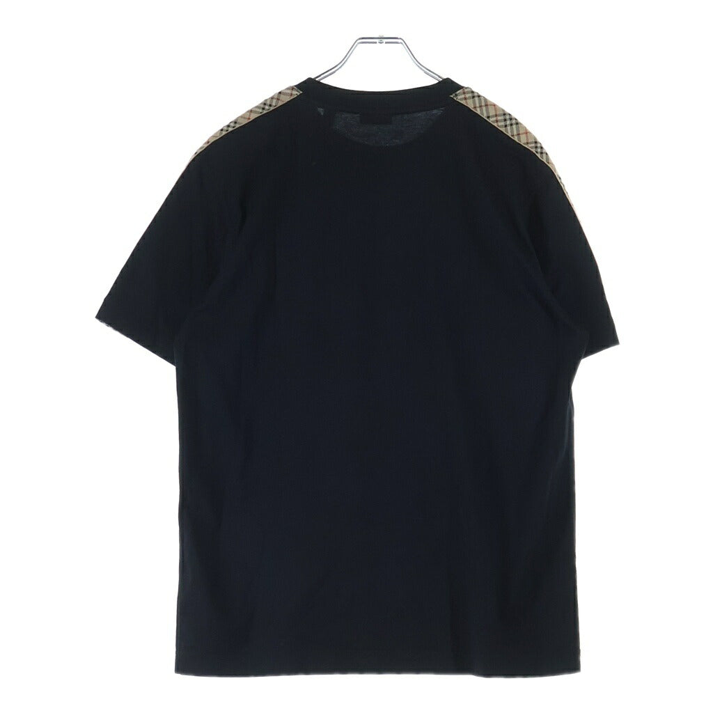 BURBERRY(バーバリー) ノヴァチェック切り替えワンポイントロゴ刺繍半袖Tシャツ ブラック #XL 8106248
