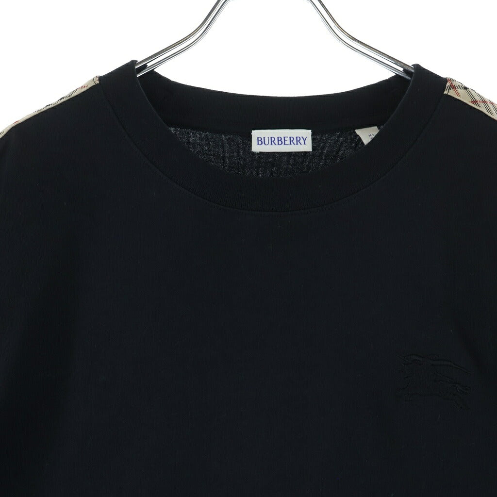 BURBERRY(バーバリー) ノヴァチェック切り替えワンポイントロゴ刺繍半袖Tシャツ ブラック #XL 8106248