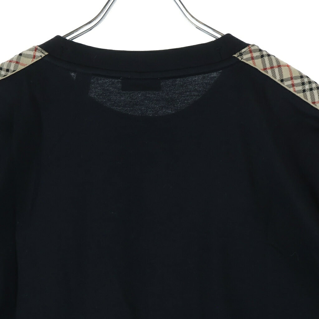 BURBERRY(バーバリー) ノヴァチェック切り替えワンポイントロゴ刺繍半袖Tシャツ ブラック #XL 8106248