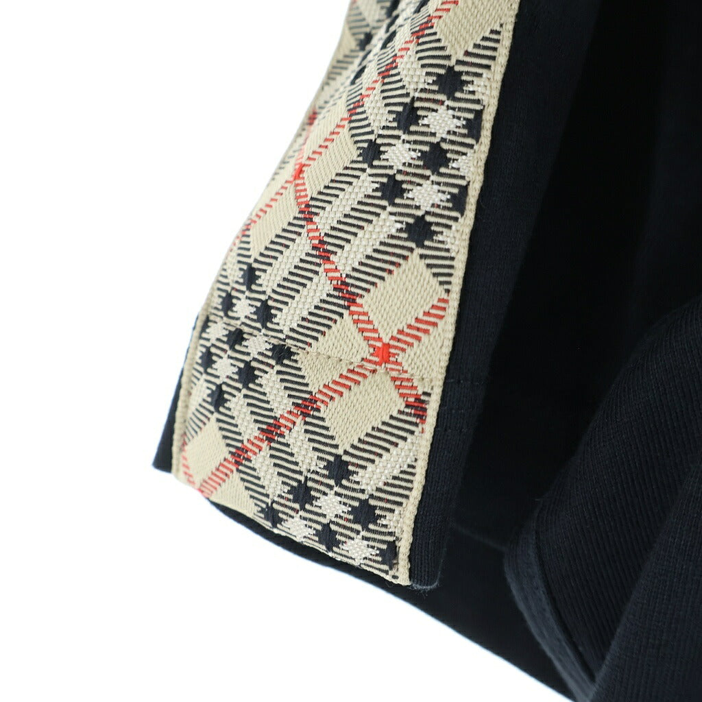 BURBERRY(バーバリー) ノヴァチェック切り替えワンポイントロゴ刺繍半袖Tシャツ ブラック #XL 8106248