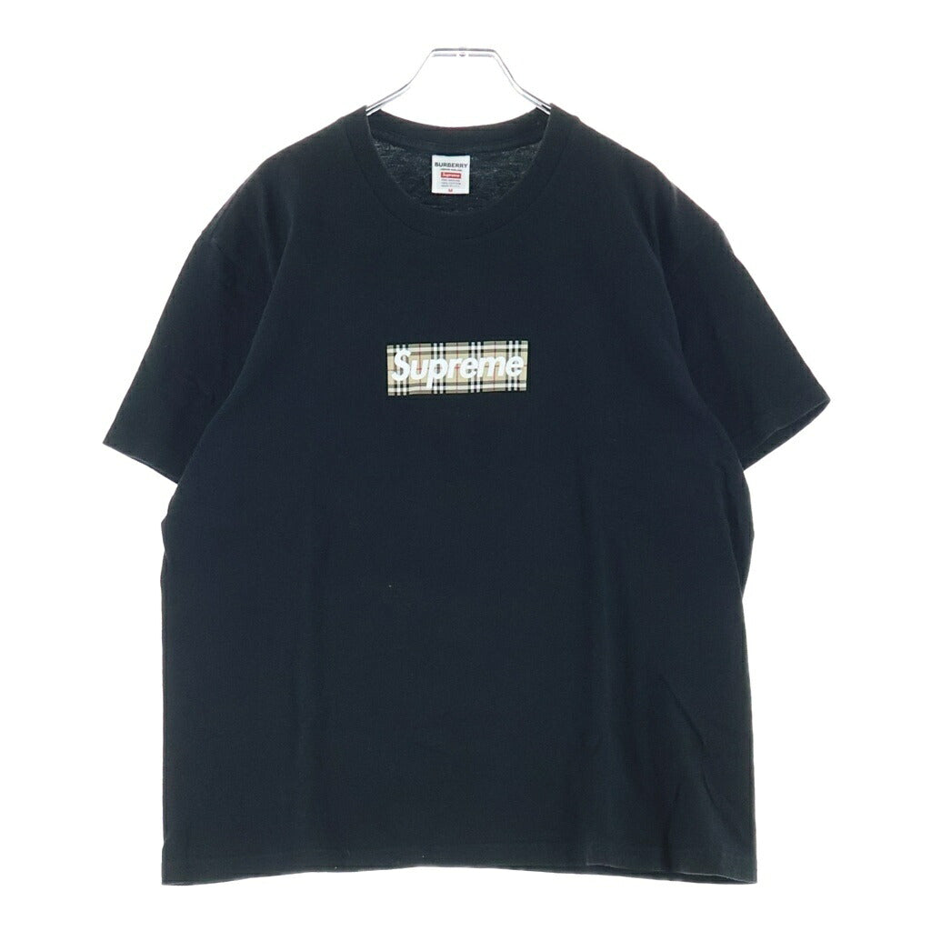 SUPREME(シュプリーム) 22SS ×BURBERRY Box Logo Tee バーバリー ノバチェック ボックスロゴ クルーネック半袖Tシャツ カットソー ブラック #M