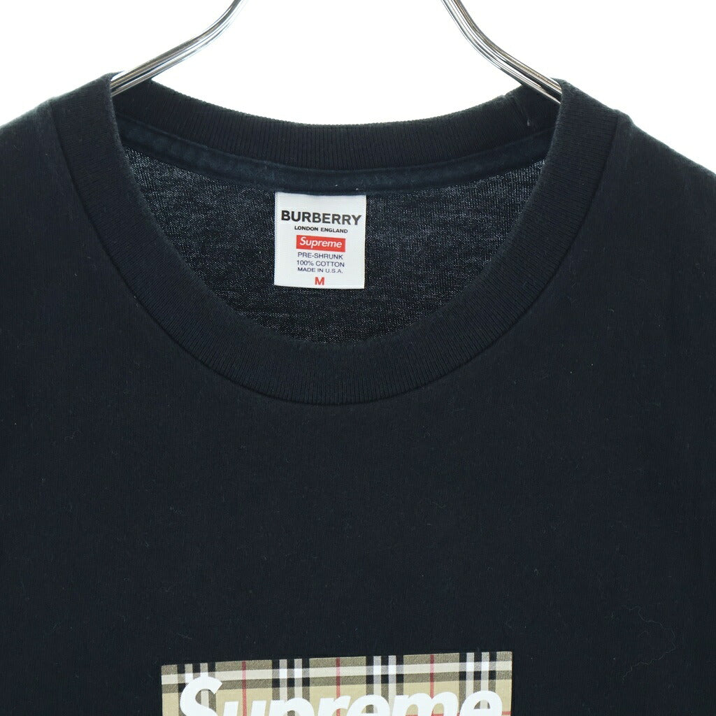 SUPREME(シュプリーム) 22SS ×BURBERRY Box Logo Tee バーバリー ノバチェック ボックスロゴ クルーネック半袖Tシャツ カットソー ブラック #M