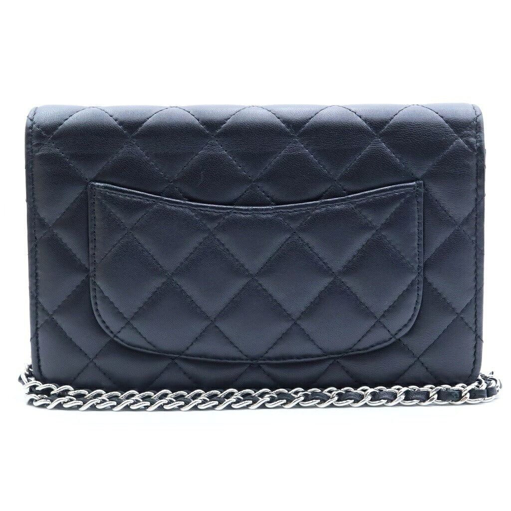 CHANEL(シャネル) タイムレス クラシックライン マトラッセ ラムスキン レザー チェーン ウォレット ショルダーバッグ シルバー金具 ブラック プレート AP0250 C428AN29 袋