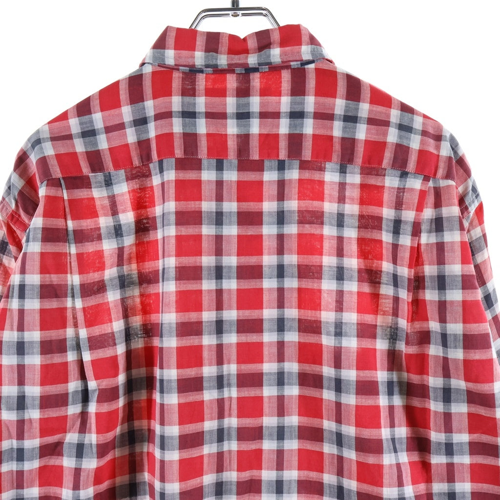 PENNEYS TOWNCRAFT(ぺニーズタウンクラフト) 50S VINTAGE OPEN COLOR CHECK L/S SHIRT オープンカラー チェック 開襟長袖シャツ レッド/ホワイト