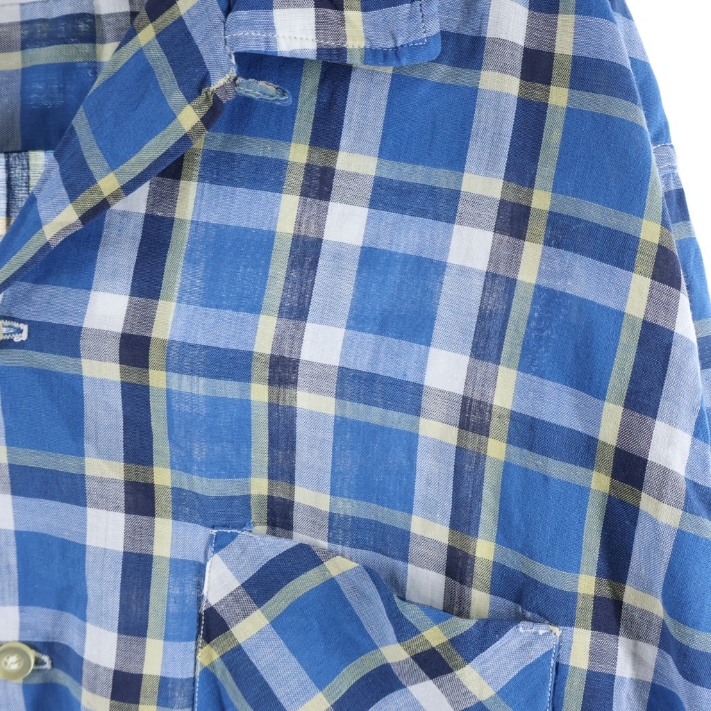 PENNEY'S(ぺニーズ) 60S VINTAGE OPEN COLOR CHECK L/S SHIRT オープンカラー チェック 開襟長袖シャツ ブルー/ホワイト