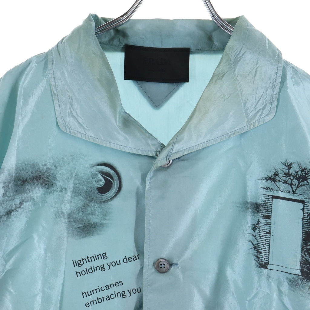 PRADA(プラダ) SILK PRINT PAJAMA SHIRT シルク プリント パジャマシャツ ライトブルー SC627