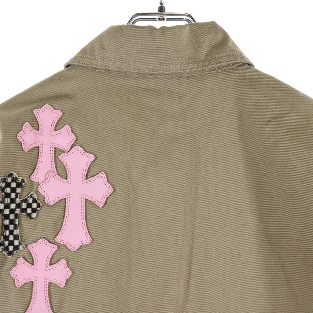 CHROME HEARTS(クロムハーツ) WORK DOG クロスパッチ付きクロスボールシャツジャケット ベージュ/ピンク