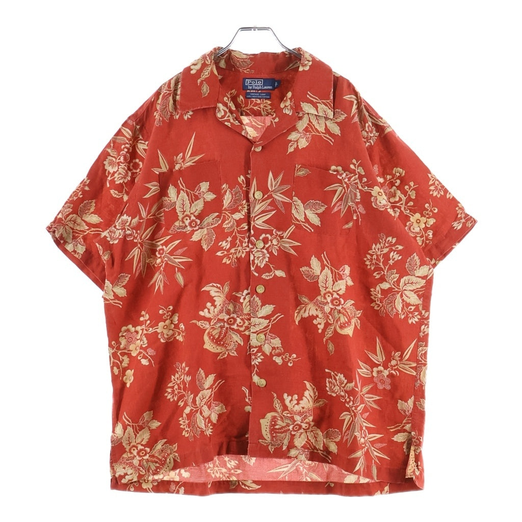 POLO RALPH LAUREN(ポロラルフローレン) 90S VINTAGE CAMP BOTANICAL AROHA SHIRT ボタニカル アロハ半袖シャツ レッド