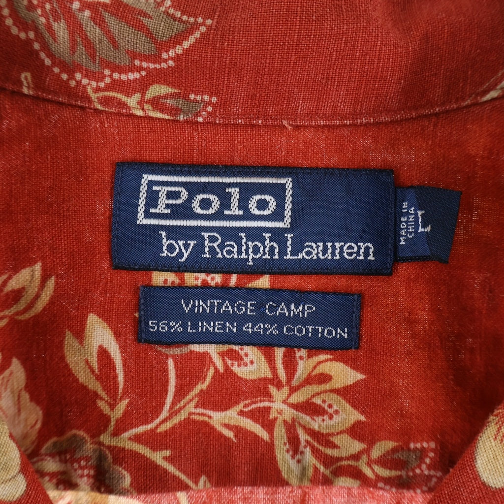 POLO RALPH LAUREN(ポロラルフローレン) 90S VINTAGE CAMP BOTANICAL AROHA SHIRT ボタニカル アロハ半袖シャツ レッド
