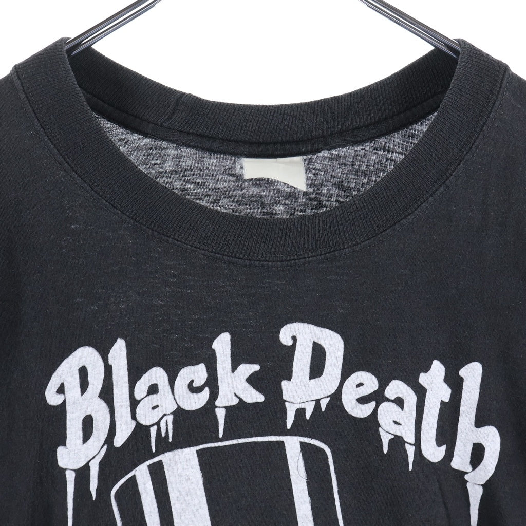 VINTAGE(ヴィンテージ) 90S BLACK DEATH VODKA デス ボドカ 背面ワッペン 片面プリント半袖カットソーTシャツ ブラック