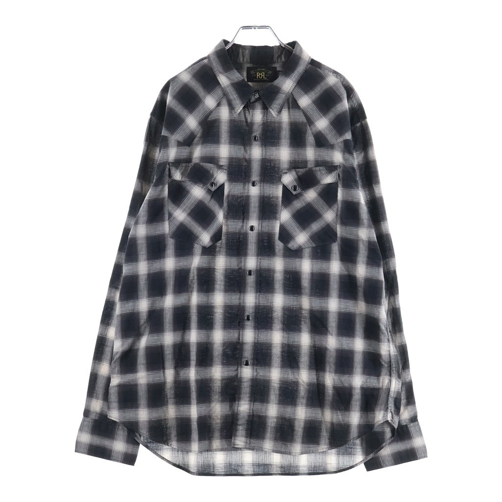 RRL(ダブルアールエル) MONOTONE OMBRE CHECK WESTERN L/S SHIET モノトーン オンブレチェック ウエスタン 長袖シャツ ブラック/ホワイト