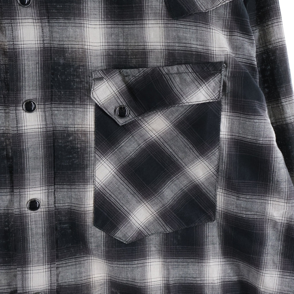 RRL(ダブルアールエル) MONOTONE OMBRE CHECK WESTERN L/S SHIET モノトーン オンブレチェック ウエスタン 長袖シャツ ブラック/ホワイト