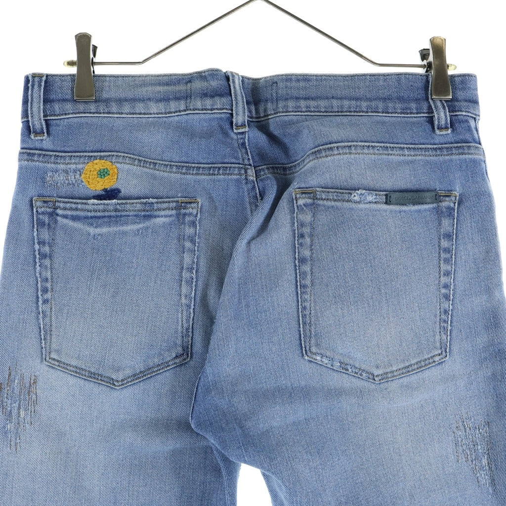 DOLCE & GABBANA(ドルチェアンドガッバーナ) 00S DAMAGED EMBROIDERY DENIM SKINNY PANTS ダメージ加工 刺繍 デニム スキニー パンツ インディゴ DP-G6LALD