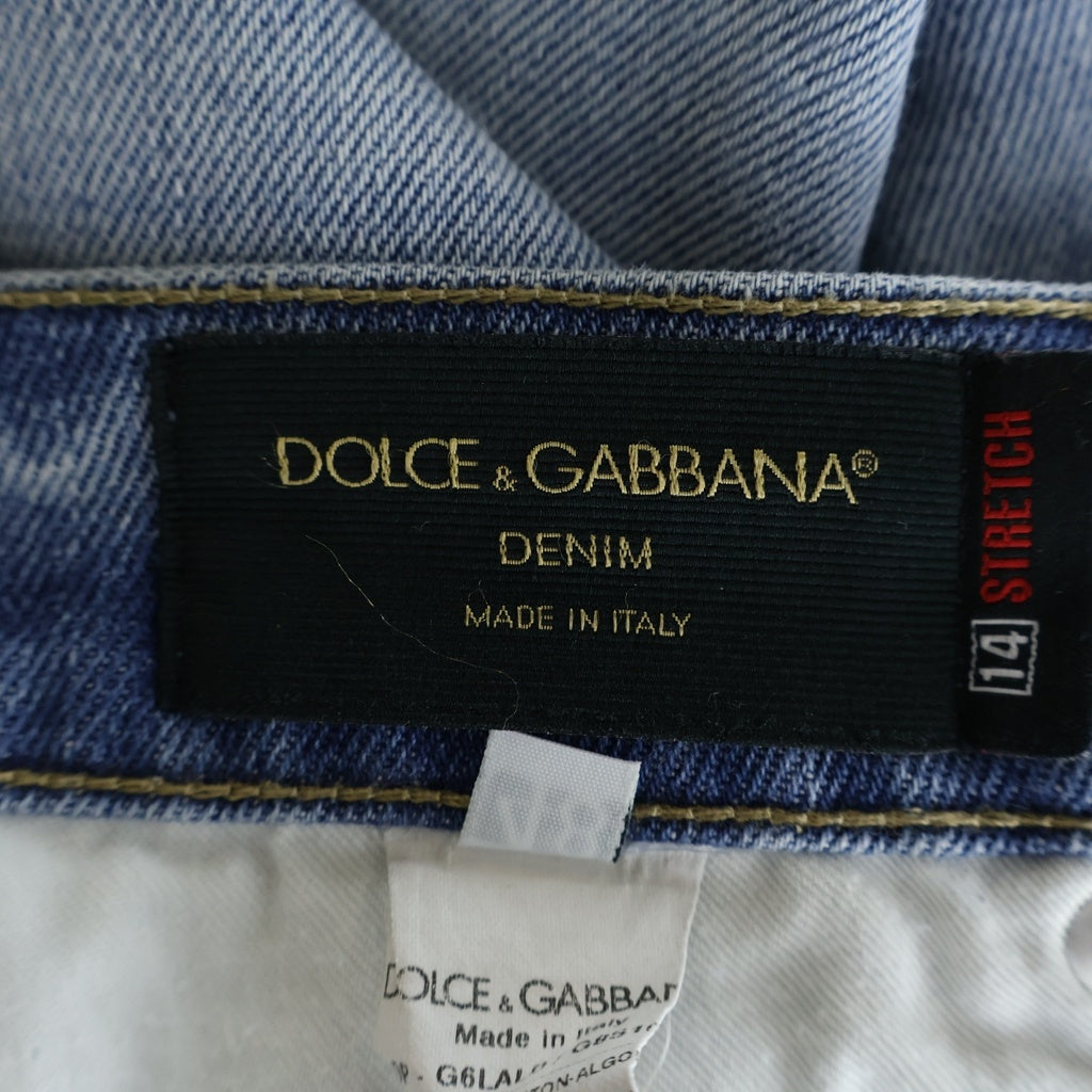 DOLCE & GABBANA(ドルチェアンドガッバーナ) 00S DAMAGED EMBROIDERY DENIM SKINNY PANTS ダメージ加工 刺繍 デニム スキニー パンツ インディゴ DP-G6LALD