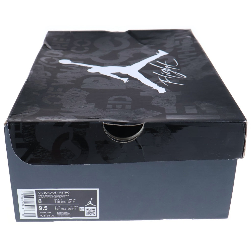 NIKE(ナイキ) AIR JORDAN RETRO FEAR エアジョーダン 4 レトロ フィアー ミッドカットスニーカー ブラック/グレー US8/26cm FQ8138-002