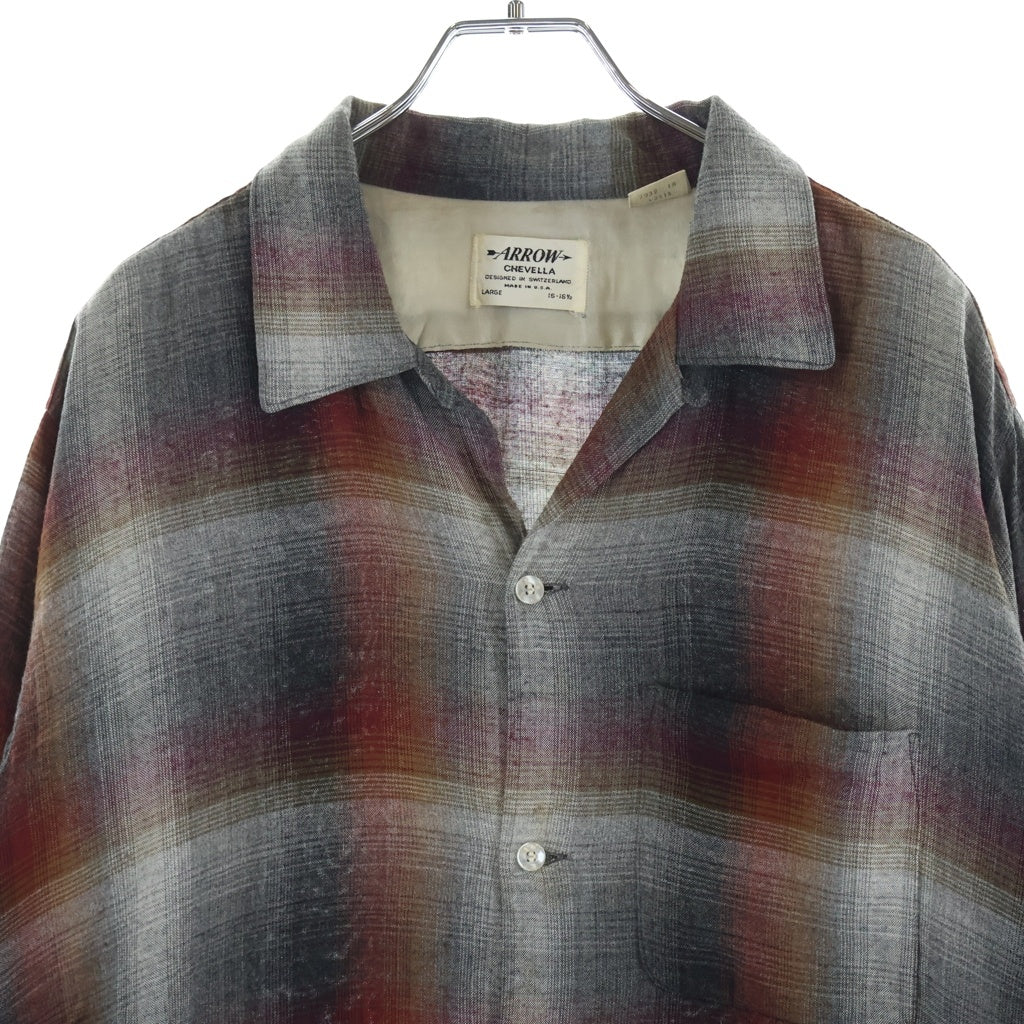 VINTAGE(ヴィンテージ) 50-60S ARROW CHEVELLA OMBRE CHECK RAYON L/S SHIRT オンブレチェック レーヨン長袖シャツ レッド/グレー/ブラック