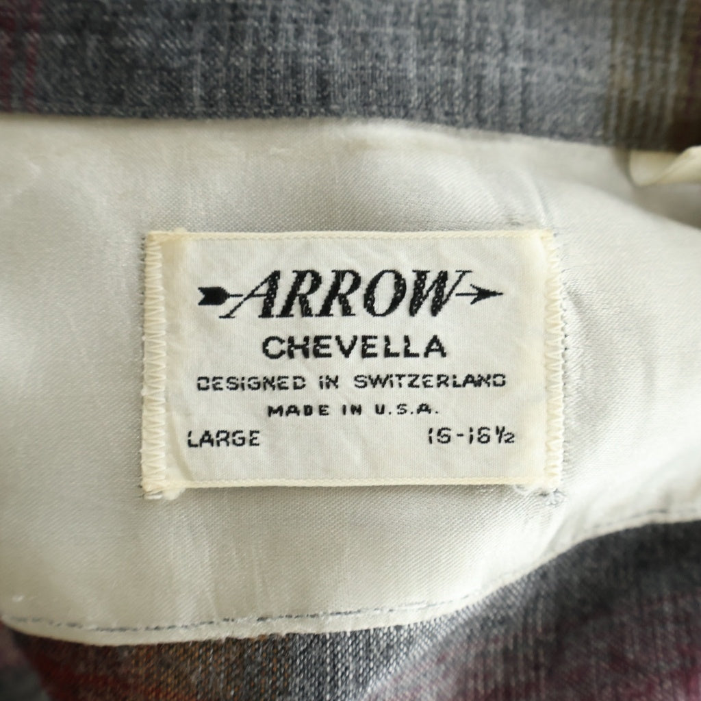 VINTAGE(ヴィンテージ) 50-60S ARROW CHEVELLA OMBRE CHECK RAYON L/S SHIRT オンブレチェック レーヨン長袖シャツ レッド/グレー/ブラック