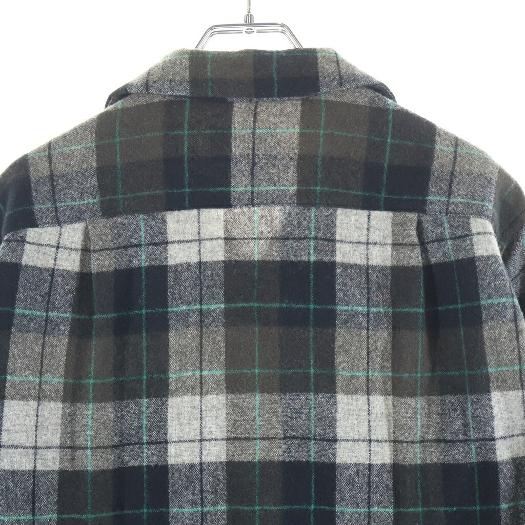 PENDLETON(ペンドルトン) 50S VINTAGE WOOL OPEN COLLAR CHECK SHIRT ヴィンテージ ウール オープンカラーチェックシャツ ブラック/グリーン